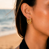 Gold Round Spiral Hoop Earrings