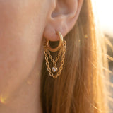 Zircon Chain Tassel Hoop Earrings