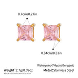 Multicolor Square Zircon Stud Earrings