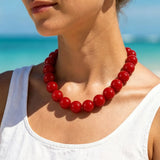 Acrylic Beaded Heart Pendant Necklace