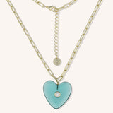 Turquoise Glass Heart Statement Necklace