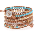 Turquoise & Shell - Natural Leather