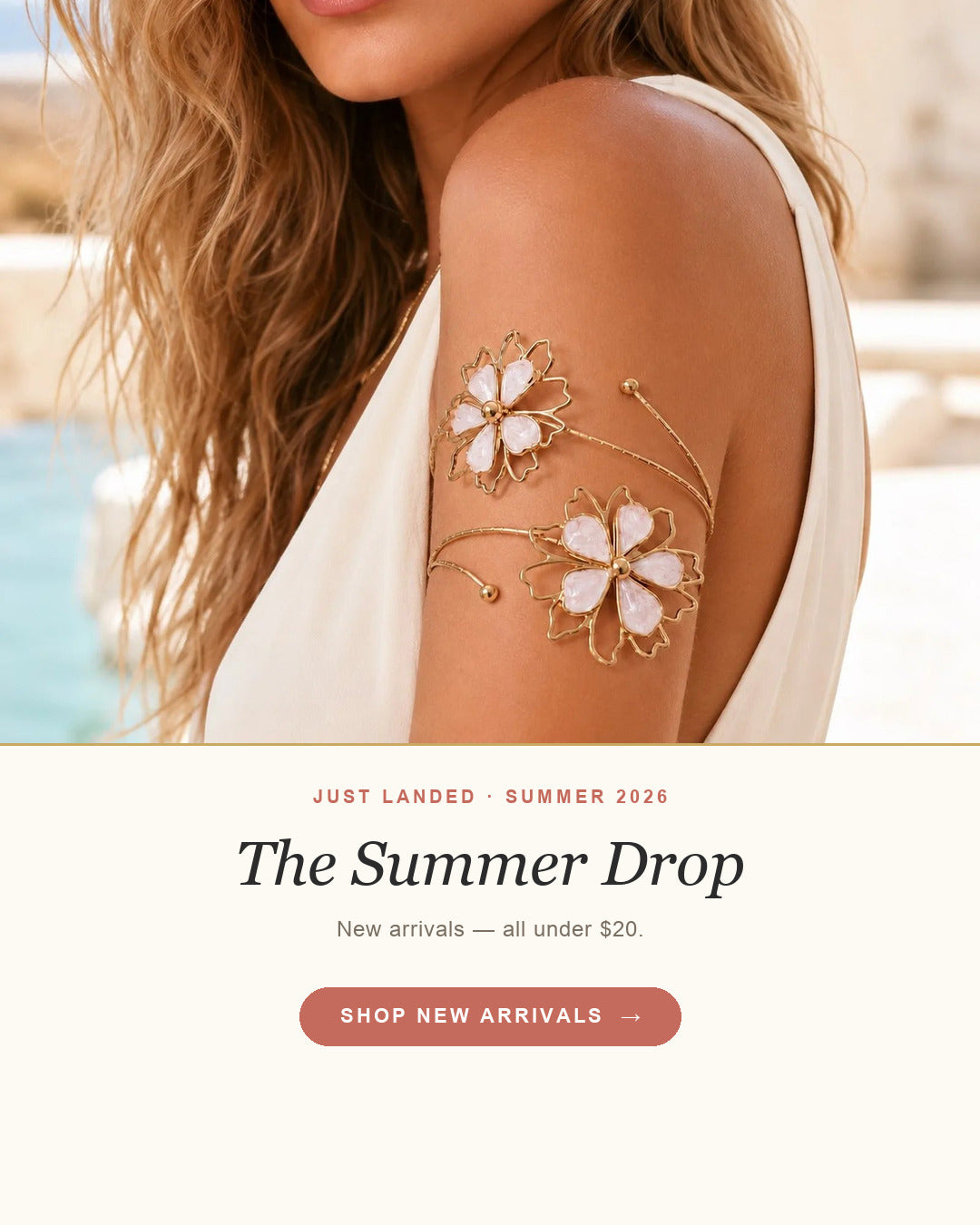 Victoria Emerson Summer Drop new arrivals homepage banner (mobile)