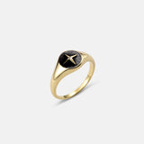 Black North Star Signet Ring